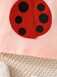 Blusa de manga larga con estampado de mariquita linda para bebé niña en primavera y otoño - Rosa - Ver 3