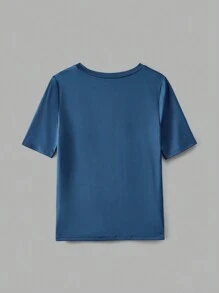 Dames Casual Effen Kleur Korte Mouw T-shirt, Zomer