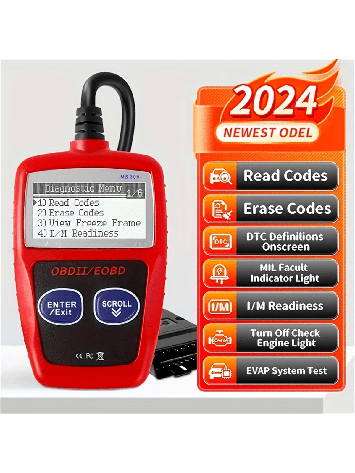 Scanner Automotivo OBD2 Autel MS309, Leitor Universal de Códigos de ...