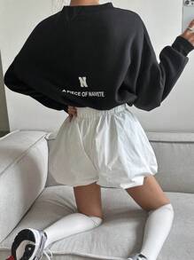 DAZY Sweat-shirt décontracté et ample avec imprimé lettres pour femmes, Sweat-shirt noir, vêtements d'automne - Gris foncé - Voir 1