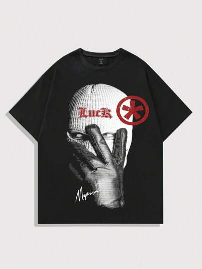 Street Life Men's Short Sleeve T-Shirt With Portrait Print, Suitable For Daily Wear In Spring And Summer, School