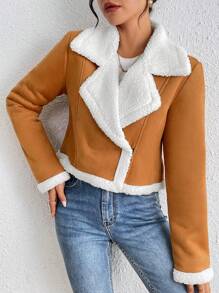 Chiquease Chaqueta casual de diario con contraste de color, cuello de solapa y manga larga para mujer