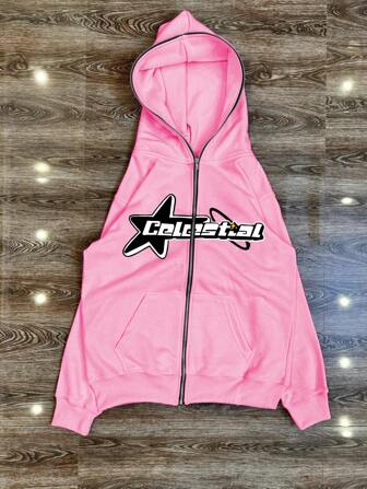 Manfinity Roghcode Męska bluza z kapturem w kolorze różowym z nadrukiem liter i podszewką termiczną