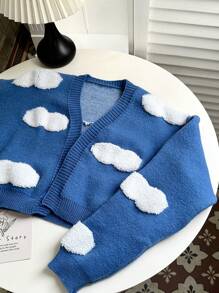 SHEIN Unity 女士拼色运动印花拉链开衫 - 藍色 - 查看 4