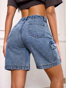 SHEIN ICON 女士夏季休闲破洞牛仔短裤