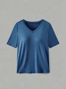 Dames Casual Effen Kleur Korte Mouw T-shirt, Zomer
