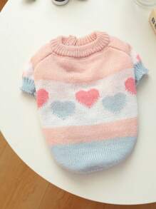 PETSIN 1 Áo Len Cho Thú Cưng, Áo Chui Đầu Màu Họa Tiết Trái Tim Dệt Kim Mềm Mại, Quần Áo Cho Chó Cho Mùa Thu/Đông - Nhiều màu - Xem 2