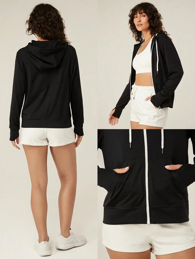 CloudKnit Soft Get Comfy Drawstring Hoodie With Thumbholes Daily Casual