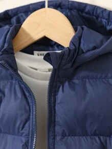 SHEIN Leap Crew Chaqueta con capucha informal tejida para bebé niño - Azul - Ver 12