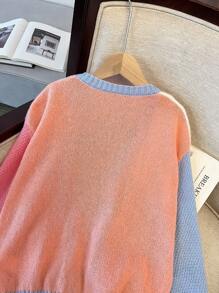 Tween  Girls Autumn And Winter Casual Color Matching 3D Flower Sweater Long Sleeve Cardigan,Back To School,Birthday - Multicolor - View 8