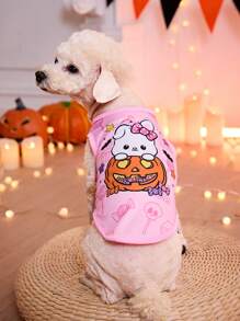 PETSIN 1pc Cute Rabbit & Pumpkin Print Pet Vest Costume For Cats And Dogs, Halloween Theme - Multicolor - View 1