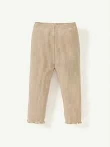 Cozy Pixies Bộ 2 chiếc quần legging in hoa màu trơn cho bé gái - Màu be - Xem 4