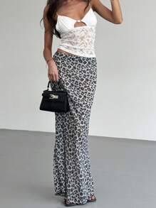 Aloruh Spring/Summer Sexy Leopard Print See-Through Skirt For Beach Vacation, Music Festival And Dance Party - Multicolor - View 4