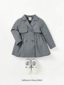 Cozy Pixies Omgeslagen kraag voor baby's, raglanmouwen, effen kleur, getailleerd, middellang lichtgewicht windjack