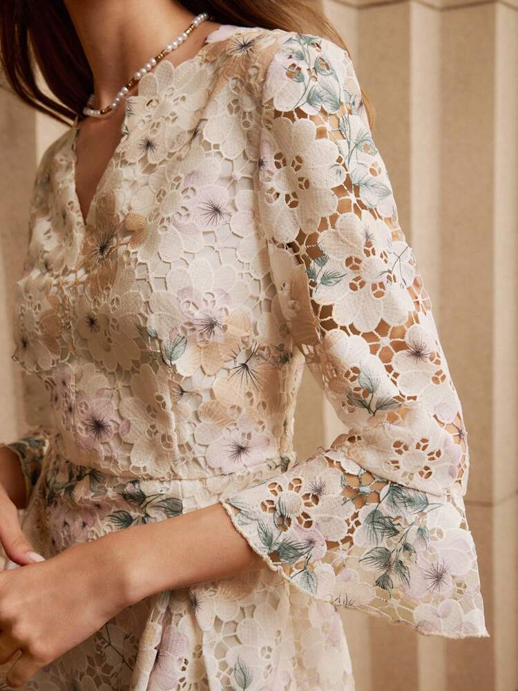 Floral Print Notch Neck Elegant Dress