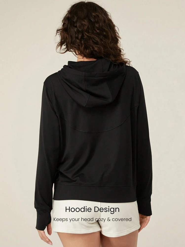 CloudKnit Soft Get Comfy Drawstring Hoodie With Thumbholes Daily Casual