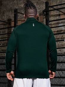 Manfinity Áo thun polo thể thao ngoài trời có khóa kéo cỡ lớn dành cho nam - màu xanh lá - Xem 2