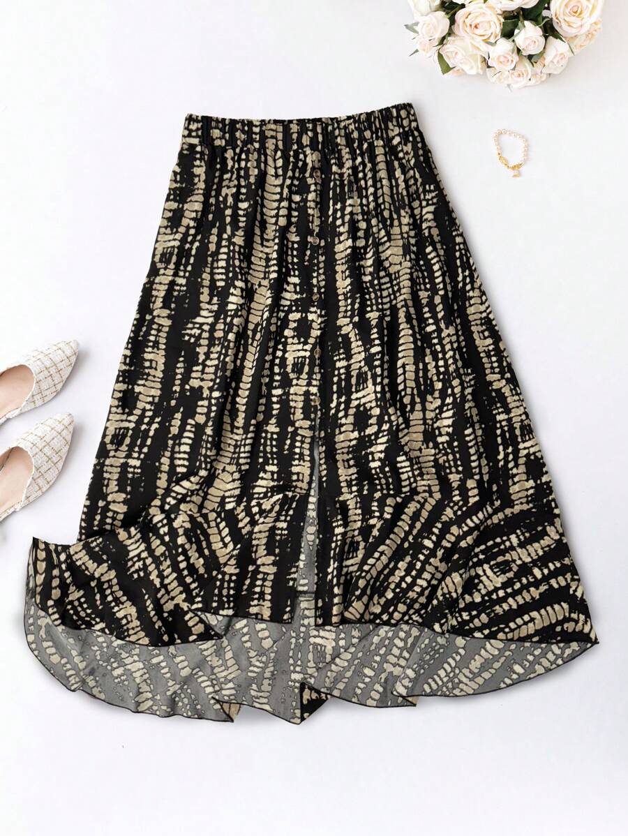 SHEIN Clasi 大码女式随机印花半身裙 - 彩色 - 查看 1