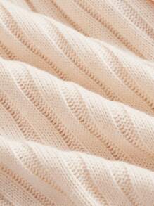 SHEIN MOD Plus Size Nữ Màu Sắc Tương Phản Viền Nơ Đan Áo Len, Tay Dài, Màu Mai Nhẹ - Màu be - Xem 4