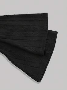 SHEIN MOD Blusa negra de manga larga acampanada con cuello halter para mujer talla grande - Negro - Ver 4