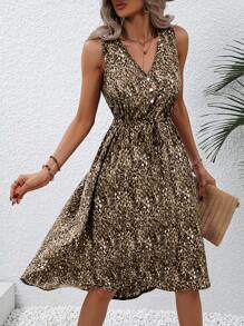 Breezaya Đầm không tay in ngẫu nhiên cho nữ - Nhiều màu - Xem 5