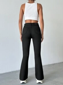 SHEIN PETITE 女士口袋喇叭牛仔裤