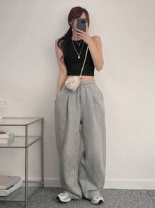 DAZY Áo ba lỗ bó sát màu đen trơn dành cho nữ - màu đen - Xem 2