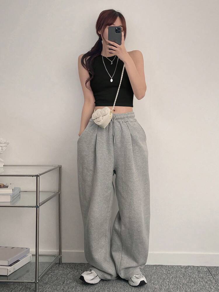 Women's Solid Color Fitted Gym Black Tank Top Crop Women Tops