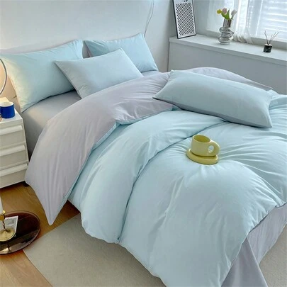 Bộ 3 Vỏ chăn lông vũ màu xanh và xám nhạt