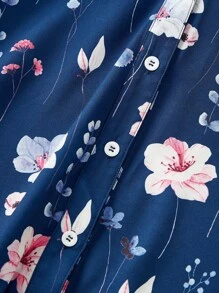 SHEIN LUNE Blouse à manches courtes avec imprimé floral pour femmes grande taille, hauts pour femmes en automne