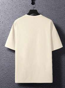 Manfinity Hypemode Men Letter Graphic Printed Drop Shoulder Short Sleeve T-Shirt, For Going Out, For Friends, Men Slogan Graphic Drop Shoulder Tee, Men S Oversized Graphic Tee