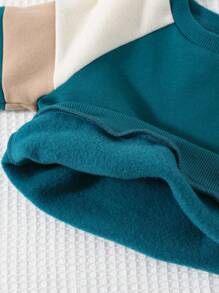 Cozy Pixies 2pcs Baby Boy Colorblock Raglan Sleeve Pullover Sweatshirt & Jogger Pants Set - Green - View 9