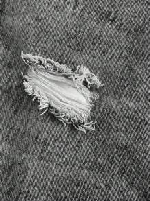 SHEIN Girlism Jeans en denim décontractés et droits avec poches déchirés pour adolescentes - Noir - Voir 4
