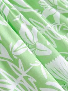 Cozy Pixies 女婴花卉印花束腰连衣裙 - 綠色 - 查看 4