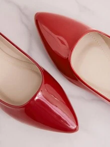 SHUZIA 女士优雅尖头漆皮芭蕾舞鞋 - 紅色 - 查看 5
