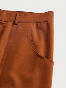 Manfinity Homme Pantalones casuales rectos con bolsillos para hombre - Marrón Mocha - Ver 5