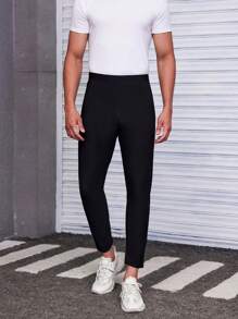 Men's Plain Elastic Waist Skinny Pants
