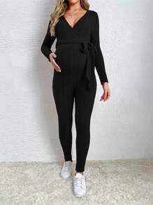 SHEIN Thai sản Màu thuần Áo liền quần - Màu xám đen - Xem 3