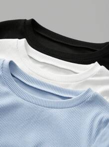 SHEIN EZwear 3 chiếc áo lót dài tay lót nhiệt, có gân thời trang thu/đông cho nữ - Nhiều màu - Xem 7