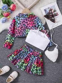 Bộ 3 áo khoác blazer ngắn thời trang và giản dị ngọt ngào cá tính cho bé gái kết hợp với áo vest lông và chân váy xếp ly, vải kẻ sọc hồng, phong cách cổ điển và sáng tạo kết hợp với túi hình trái tim, năng động và phù hợp để mặc vào mùa xuân, mùa thu, mùa đông, thích hợp cho các buổi đi chơi, tụ họp tại nhà, tiệc tùng, đi học và các dịp hàng ngày - Nhiều màu - Xem 2