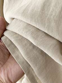 Plus Size Women's Linen Blend Tie Front Top, Loose Vintage Top - Beige - View 8