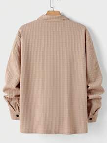 SHEIN Manfinity Homme Men's Drop Shoulder Long Sleeve Shacket, Autumn - Khaki - View 2