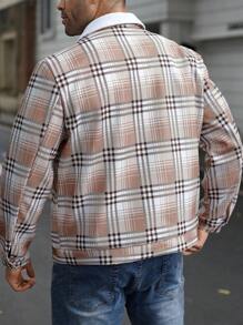 Manfinity Homme Plus Size Men's Plaid Print Long Sleeve Knitted Overcoat, Fall/Winter - Multicolor - View 2