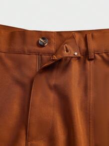 Manfinity Homme Pantalones casuales rectos con bolsillos para hombre - Marrón Mocha - Ver 4
