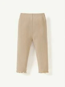 Cozy Pixies Bộ 2 chiếc quần legging in hoa màu trơn cho bé gái - Màu be - Xem 3