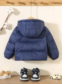 SHEIN Leap Crew Chaqueta con capucha informal tejida para bebé niño - Azul - Ver 8