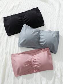 3 Cái/bộ Plus Size Cho Nữ Màu Trơn Thoải Mái Dây Áo Ngực & Bộ Áo Ngực Không Dây - Nhiều màu - Xem 7