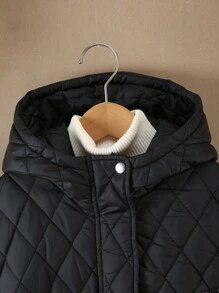 Áo khoác trùm đầu dài tay có đệm họa tiết hình học Colorblock dành cho bé gái tuổi mới lớn - màu đen - Xem 4