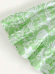 Cozy Pixies 女婴花卉印花束腰连衣裙 - 綠色 - 查看 5