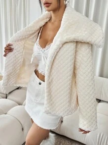 SHEIN SXY Women's Short Fluffy White Party Jacket For Graduation/Homecoming Season Winter Clothes - White - View 3